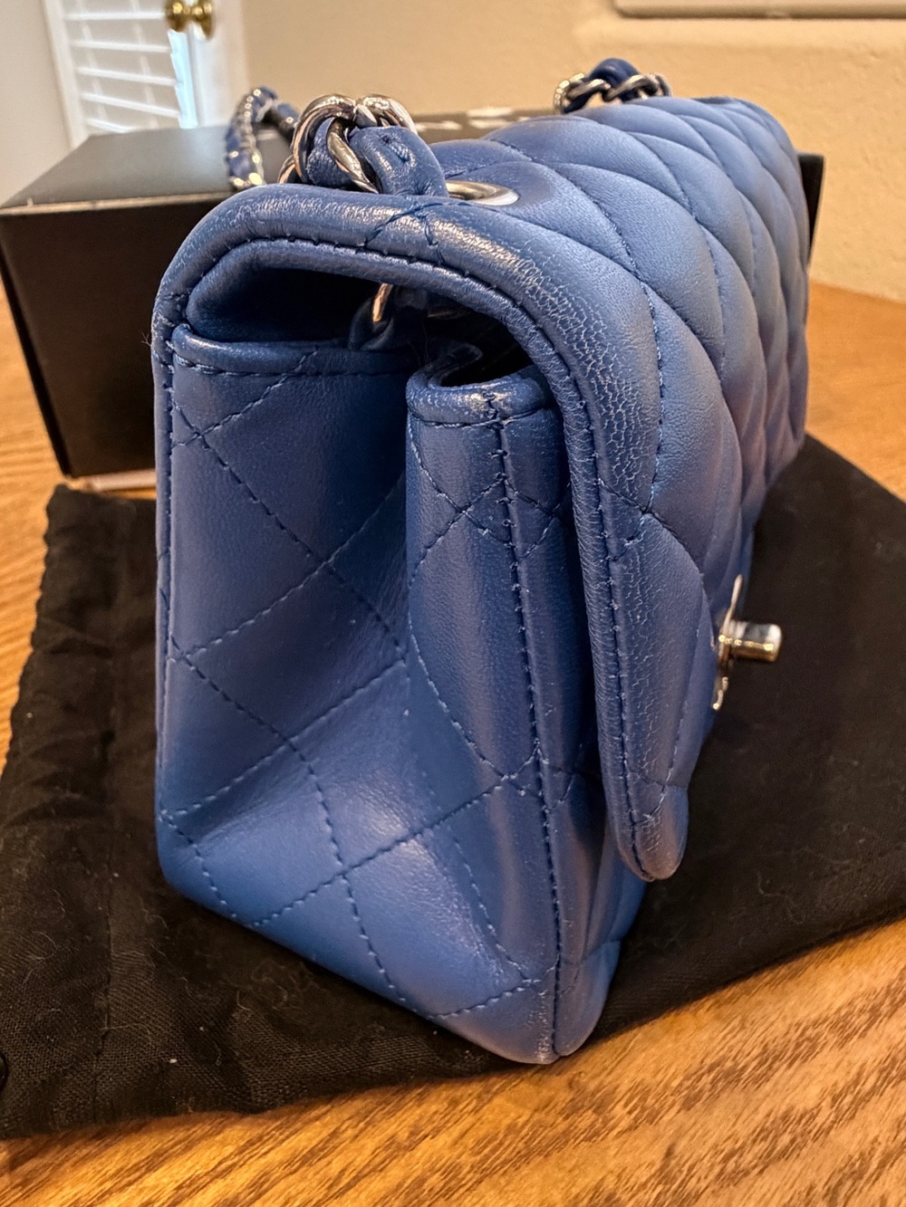CHANEL square Quilted Lambskin Mini Flap Bag in Bright blue - Picture 8 of 9